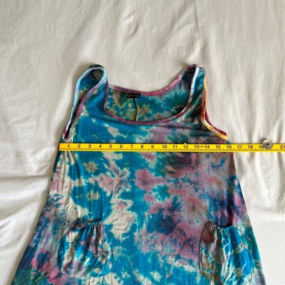 Aloha Fashion Women's Tied Dyed Asymetrical Hem Shift Dress Multicolor Large - Picture 8 of 11